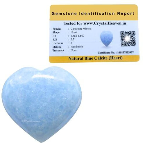 Crystal Heaven Certified Blue Calcite Crystal Heart Palm Pebbles Stones For Anxiety Stress Relief Massage - Aaa Grade Original Healing Gemstone Agate Heart Palm Stone For Yoga Meditation Spiritual