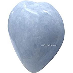 Crystal Heaven Certified Blue Calcite Crystal Heart Palm Pebbles Stones For Anxiety Stress Relief Massage - Aaa Grade Original Healing Gemstone Agate Heart Palm Stone For Yoga Meditation Spiritual