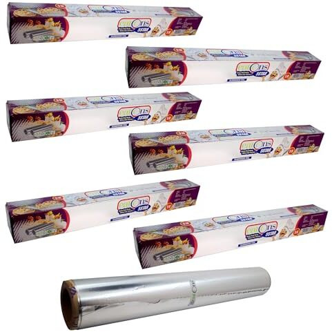 Aluminium Foil - 9M 5 Star | Heavy-Duty Food Wrapping Roll For Kitchen | Durable, Tear-Resistant & Food-Grade Foil For Cooking, Baking, And Food Storage [ Pack Of 6]
