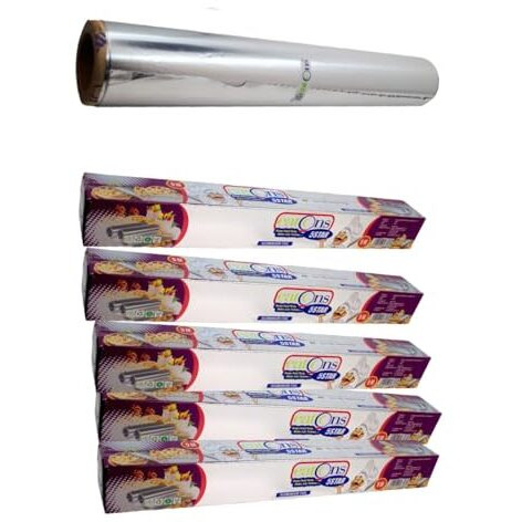 Aluminium Foil - 9M 5 Star | Heavy-Duty Food Wrapping Roll For Kitchen | Durable, Tear-Resistant & Food-Grade Foil For Cooking, Baking, And Food Storage [ Pack Of 5]