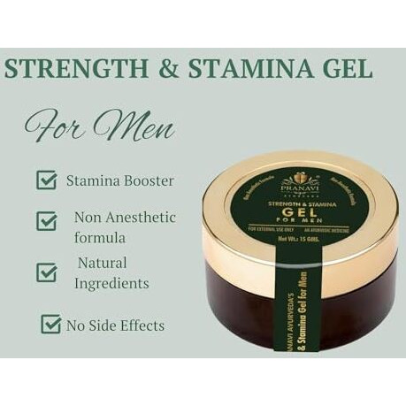 Pranavi Ayurveda Premium Strength & Stamina Gel For Men | Completely Natural | Safe To Use | No Side Effects | Pack Of 1 [ 15 Grams ]
