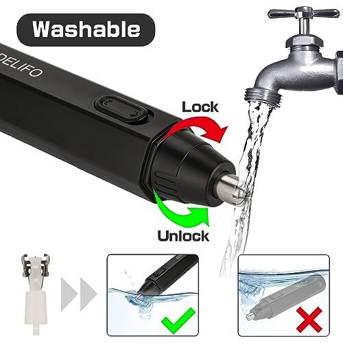 Painless 2025 2-In-1 Electric Nose & Ear Hair Trimmer  Stainless Steel Blades, Painless Grooming For Men & Women (Black) (Black, Medium)