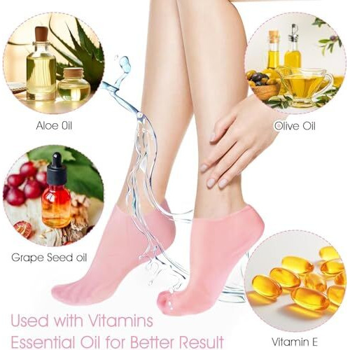Proxism Silicone Socks For Women, Moisturizing Foot Socks, Soft Gel Socks, Aloe Socks, Women Spa Pedicure Socks (2-Pair) Multicolor (Pack Of 2)