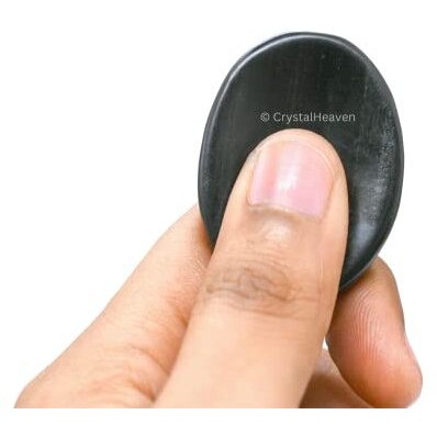 Certified Shungite Crystal Thumb Worry Pebbles Stones For Anxiety Stress Relief Massage - Aaa Grade Original Healing Gemstone Agate Rubbing Stone For Yoga Meditation Spiritual Reiki Feng Shui
