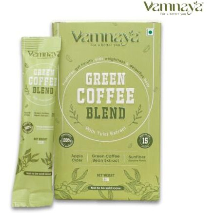 Vamnaya Green Coffee, Prebiotics (Sunfiber), Apple Cider Vinegar | Powerful For Weight Management, Gut Health & Bloating | Tulsi | Pack Of 1 (15 Servings)
