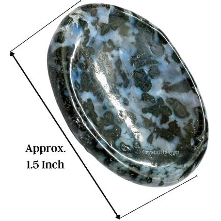 Certified Indigo Gabbro Crystal Thumb Worry Pebbles Stones For Anxiety Stress Relief Massage - Aaa Grade Original Healing Gemstone Agate Rubbing Stone For Yoga Meditation Spiritual Reiki Feng Shui