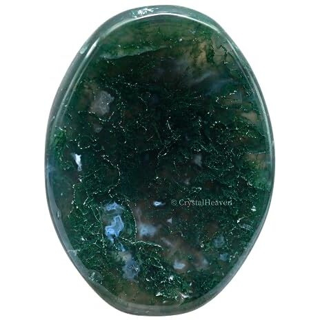 Certified Moss Agate Crystal Thumb Worry Pebbles Stones For Anxiety Stress Relief Massage - Aaa Grade Original Healing Gemstone Agate Rubbing Stone For Yoga Meditation Spiritual Reiki Feng Shui