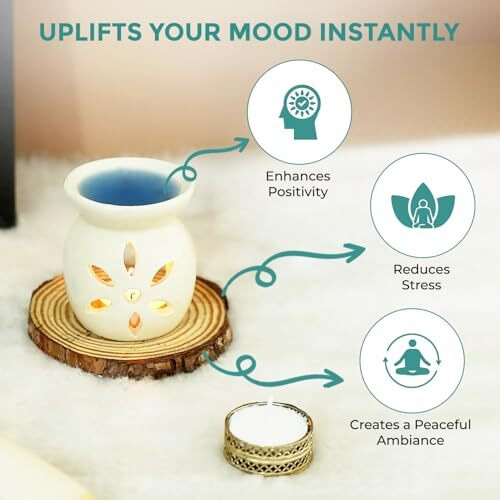 Welburn Veda&Co Ceramic Burner | Aromatherapy Diffuser Set With Well Designed Ceramic Burner | Highly Scented Wax Melts & Tealights | Home Decorative | Upto 30 Uses (Stress Relief)