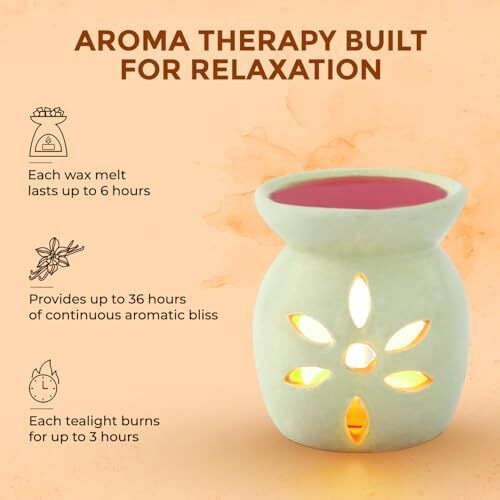 Welburn Veda&Co Aromatherapy Diffuser Set With Well Designed Ceramic Burner | Highly Scented Wax Melts & Tealights | Home Decorative Burner | Upto 30 Uses (Positivity)