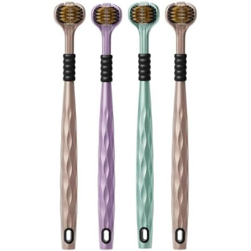 3-Sided Toothbrush | Ultra Soft Bristles For Deep Cleaning | Triple Action Manual Toothbrush | Triple Head Design For 360 Cleaning | Eco-Friendly & Gentle On Gums (4)