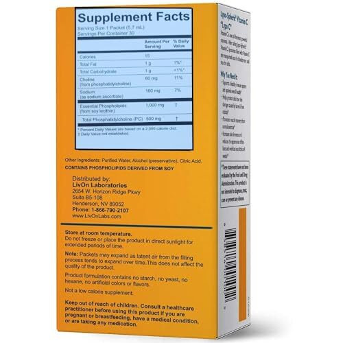 Asterveda Lypo-Spheric Vitamin C Supplements | Liposomal Encapsulation Technology - 30 Packets