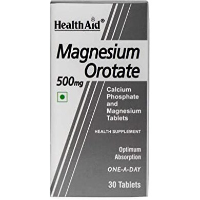 Health Aid Healthaid Magnesium Orotate - 30 Vegetarian Tablets|Superior Absorption Formula|Magnesium Supplement For Healthy Bones, Teeth, Nerve System |Yeast&Gluten Free