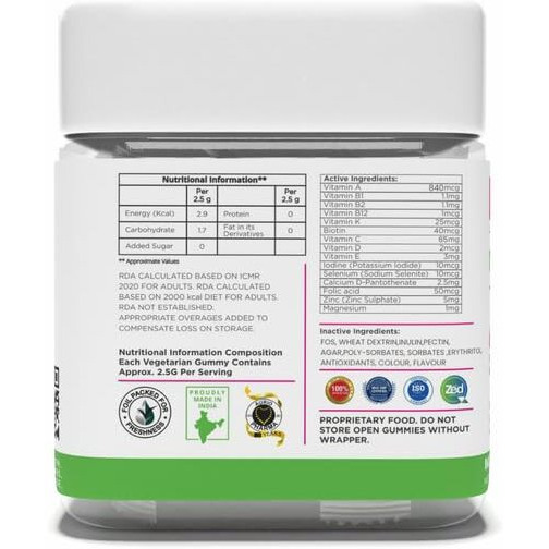 Lub Love Your Body Multivitamin & Multimineral Gummies Enriched With Vitamin A & C, Biotin, Folic Acid And Selenium | Daily Supplement For Men And Women | No Added Sugar | Improves Energy, Stamina And Immunity (30 Gummies)
