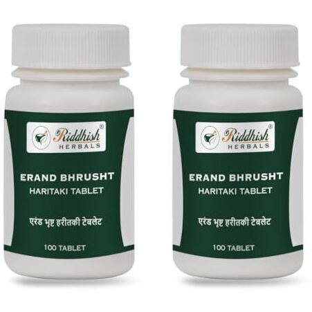 Riddhish Herbals Erand Bhrust Gandharv Haritaki Tablets, 100 Tab (Pack Of 2)  Ayurvedic Harde Tablet For Gut Health - Herbal Haritaki Supplements