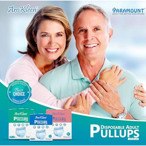 Arokleen Premium Adult Pull-Up Diaper Pants 60 Count | Waist Size 75-140 Cm | 30"-55" Inches | Unisex | High Absorbency | Leak-Proof Protection Pack Of 6 (Large, 60, Count)