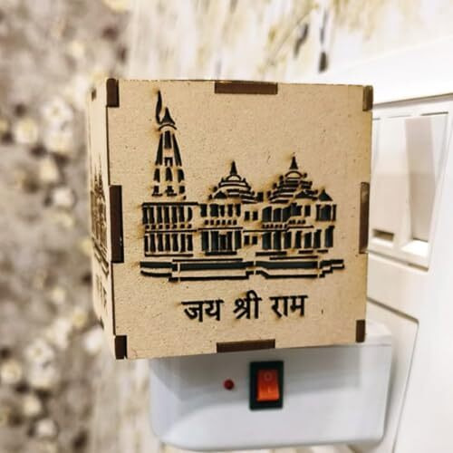 Shree Ram Janambhumi Ayodhya Model Kapoor Dani Electric Camphor Diffuser Karpooram Machine |Multipurpose Incense Aroma Dhoop Dani Kapoor Dani | Electrical Night Light Lamp For Puja, Office, Home Ar-35
