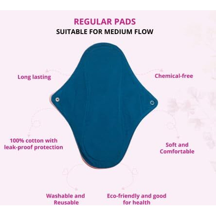 Giocare Reusable Cloth Pads | Women's Cloth Pads | Reusable Period Pads | Cloth Pad For Periods | Period Pads For Women | Cotton Cloth Pads | Sanitary Pads For Women | Leak Proof Pad | Combo 4 |Pack 6 | Value Kit