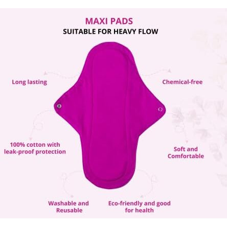 Giocare Reusable Cloth Pads | Women's Cloth Pads | Reusable Period Pads | Cloth Pad For Periods | Period Pads For Women | Cotton Cloth Pads | Sanitary Pads For Women | Leak Proof Pad | Combo 4 |Pack 6 | Value Kit