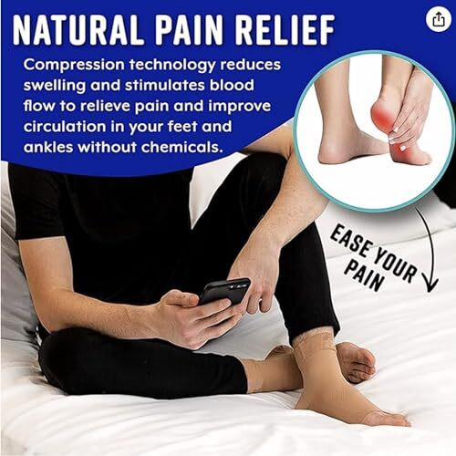 Compression Socks Open Toe | Bamboo Cotton Compression Socks Women | Ecosync | Nano Socks For Men Neuropathy | White | Ankle Support | Plantar Fasciitis | Foot & Ankle Swelling | Heel Pain | Injury Recovery