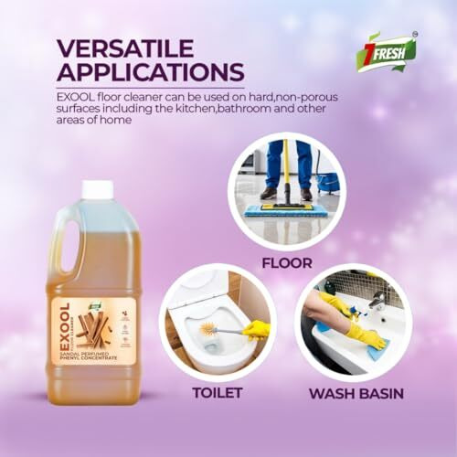 7Fresh Exool Sandal Perfumed Phenyl Concentrate Liquid 1 Ltr (Makes 30 Litter Of Thick White Phenyl) Pine Based/Long Lasting/Faster Dilution/Phenyl Essence