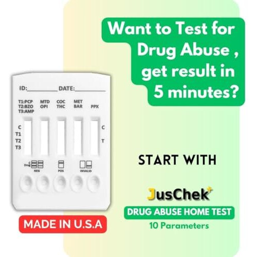 Juschek Doa 10 Panel Urine Drug Test Kit (Pack Of 5 Tests)