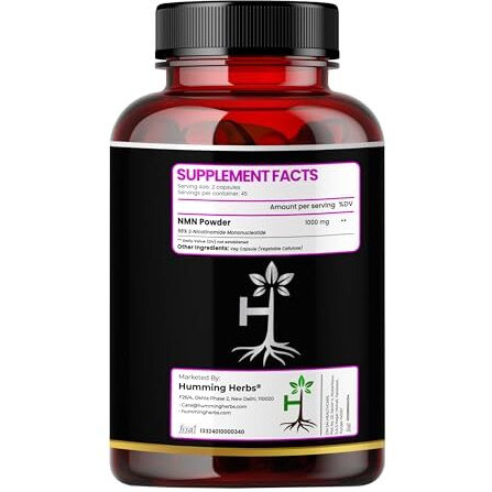 Humming Herbs Nmn Pure Supplement 1000Mg  Nicotinamide Mononucleotide For Cellular Energy, Dna Repair & Longevity  90 Capsules