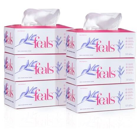 Feals 2 Ply Facial Tissue Paper Box - Pack Of 6 (200 Pulls Each For Home & Office)