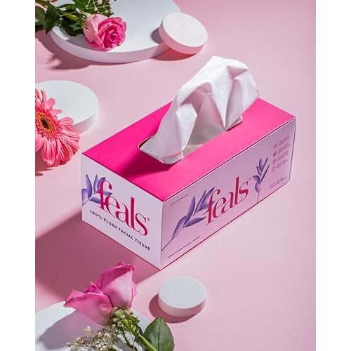 Feals 2 Ply Facial Tissue Paper Box - Pack Of 6 (200 Pulls Each For Home & Office)
