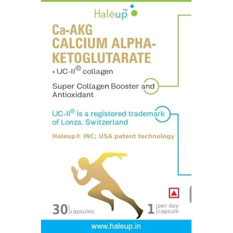 Haleup Calcium Akg Supplement With Uc-Ii Collagen | Calcium Alpha-Ketoglutarate For Cellular Energy, Bone Strength, Muscle Recovery|Healthy Ageing (1 Pack X 30S Count)