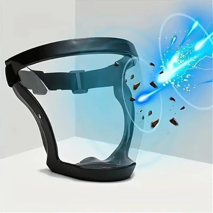Dhyanexa Anti-Fog Full Face Shield Upgraded, Impact & Wind Resistant Cycling Mask With Adjustable Fit, Transparent Protection For Outdoor & Kitchen Use, Heat & Blue Light Blocking.