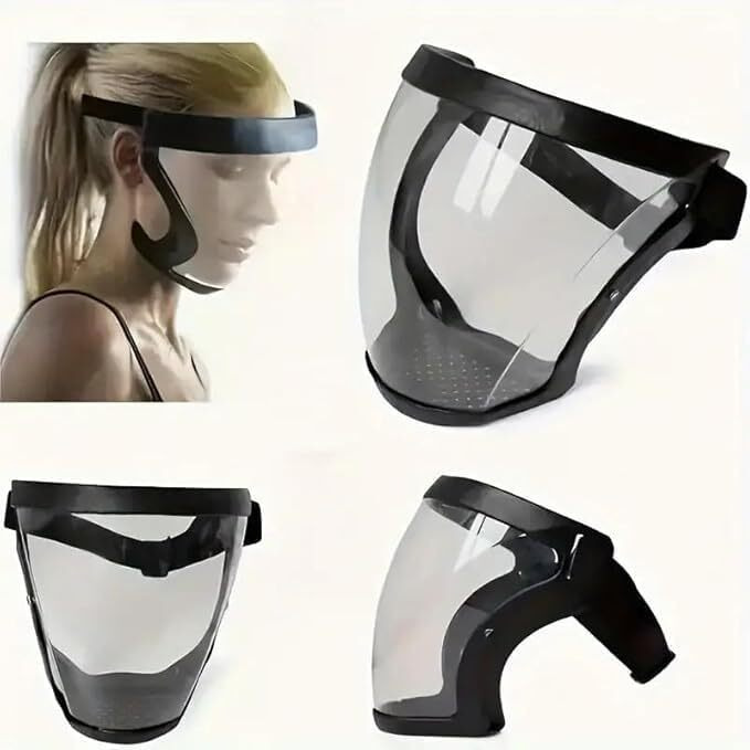 Dhyanexa Anti-Fog Full Face Shield Upgraded, Impact & Wind Resistant Cycling Mask With Adjustable Fit, Transparent Protection For Outdoor & Kitchen Use, Heat & Blue Light Blocking.