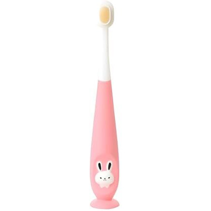 Kids Bunny Toothbrush With Soft Silicone Head, Blue And White, Stand-Up Base, Tooth Brush For Kids, Soft Bristle, With A Box Case (Pink, Standard)
