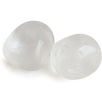 Natural Certified Clear Quartz Tumble  Pre-Charged Clear Quartz Crystal Tumble For Positive Energy, Optimism, Reiki And Crown Chakra Healing, Vastu, Focused Mind And Clear Thinking - 2 Piece