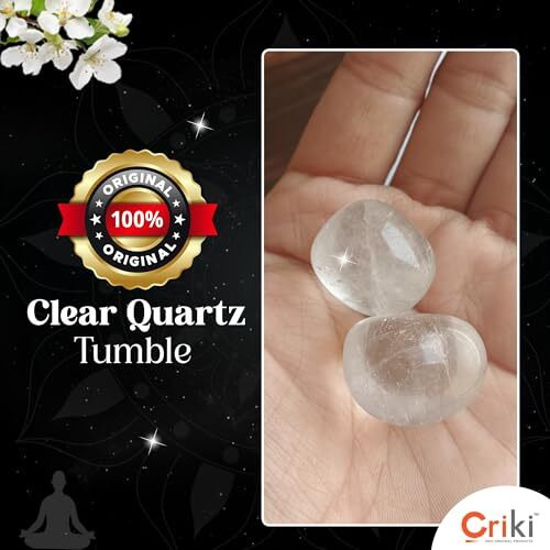 Natural Certified Clear Quartz Tumble  Pre-Charged Clear Quartz Crystal Tumble For Positive Energy, Optimism, Reiki And Crown Chakra Healing, Vastu, Focused Mind And Clear Thinking - 2 Piece