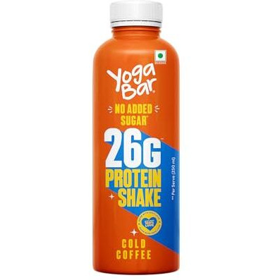 Yogabar 26G Protein Shake - Monthly Pack | Goodness Of Protein & Premium Coffee | 26G Protein Milkshake With No Added Sugar | Ideal For Early Mornings, Pre & Post Workouts Energy Drink | 24 Bottles, 250Ml Each (Cold Coffee)
