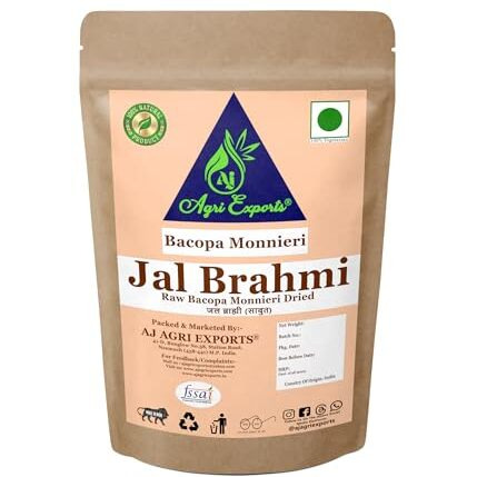Aj Agri Exports Jal Brahmi - Bacopa Monnieri Dry - Jal Brahmi - Nir Brahmi - Dry Water Hyssop - Indian Pennywort - Brahmi Leaves Dried -  _  (200 Grams)