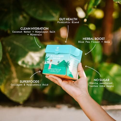 Atmosphere Electrolyte Powder, Blue Raspberry Skin Ade (15 Sachets), With Collagen, Blue Pea Flower, Vitamin C + Hyaluronic Acid, Get Daily Hydration & Energy Boost, Zero Sugar