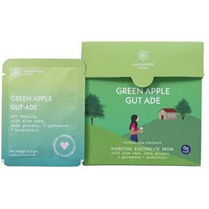 Atmosphere Electrolyte Powder, Green Apple Gut Ade (15 Sachets), With Aloe Vera, Beta Glucans, L-Glutamine, Marshmallow Root + Probiotics, Get Daily Hydration & Energy Boost, Zero Sugar