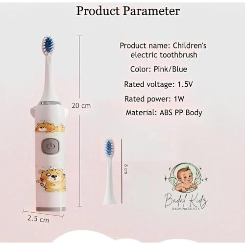 Children's Electric Toothbrush With Cartoon Characters, Soft Bristles Battery Operated Kids Cartoonic Vibrating/Oscillating Toothbrush For Cleaning The Teeth (White, Standard)