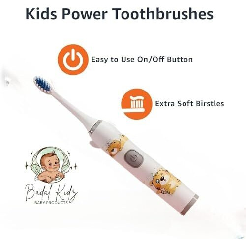 Children's Electric Toothbrush With Cartoon Characters, Soft Bristles Battery Operated Kids Cartoonic Vibrating/Oscillating Toothbrush For Cleaning The Teeth (White, Standard)