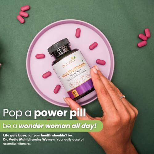 Dr Vedic Women Multivitamin Tablets With Vitamin A, B1, B2, B5, B6, D-Biotin & 24 Nutrients For Health, Energy, Strong Bones & Immunity | (60 Tablets)
