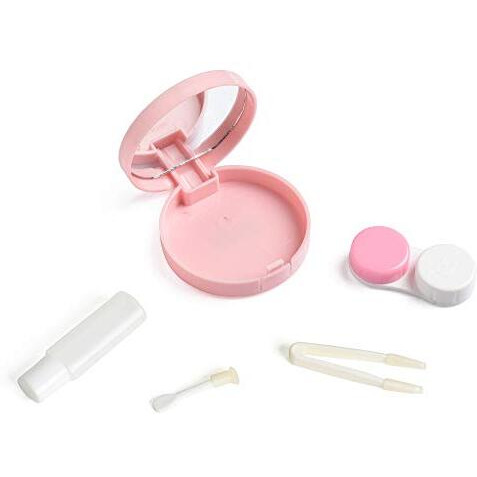 Vivid Vividvisionint Cute Mini Portable Contact Lens Case Container Kit With Mirror Tweezer Lens Stick And Solution Bottle Daily Useable Travelling Home Storage Easy To Carry Lenses Lc 3035 C Pink