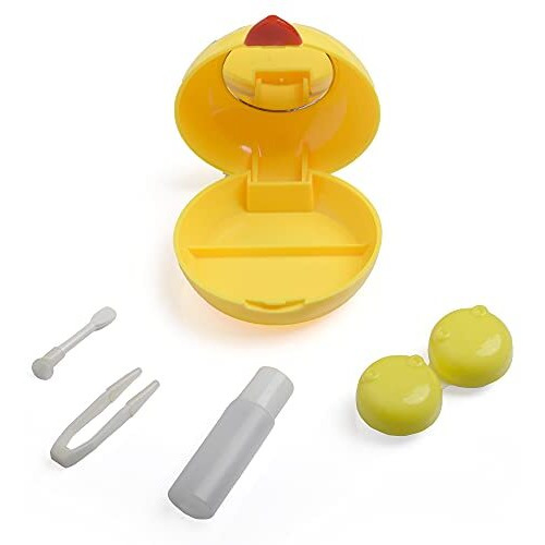 Vivid Vividvisionint Mini Portable Contact Lens Case Container Kit With Mirror Tweezer Applicator Stick And Solution Bottle Daily Usable In Travelling Portable Lenses Box Easy To Carrylc 3032 Lemon