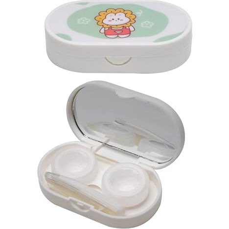 Vivid Portable Mini Contact Lens Case Travel Kit With Mirror, Tweezers & Remover Tool  Cute Design Eye Box Holder For Storage, Daily & Outdoor Use Lc-3058-Green