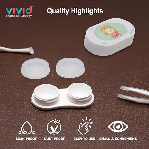 Vivid Portable Mini Contact Lens Case Travel Kit With Mirror, Tweezers & Remover Tool  Cute Design Eye Box Holder For Storage, Daily & Outdoor Use Lc-3058-Green