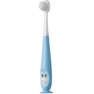 Kids Bunny Toothbrush With Soft Silicone Head, Blue And White, Stand-Up Base, Tooth Brush For Kids, Soft Bristle, With A Box Case (Pink And Blue, Standard)