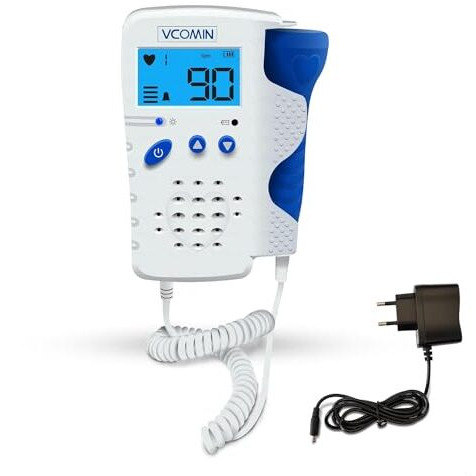Otica Vcomin Professional Ultrasonic Fetal Doppler Rechargeable Headphone Jack And Built In Speaker, Baby Heart Beat Monitor (White)