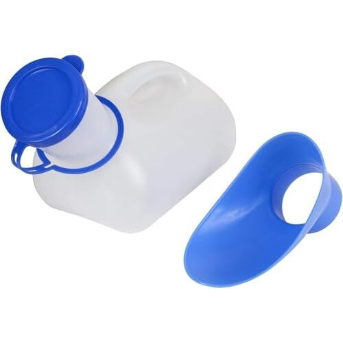 Curepack Unisex Potty Urinal For Car, Toilet Urinal For Men And Women, Pee Bottle With Lid And Funnel, Portable Urinal For Car, Elderly, Child, Diabetic, Camping, Outdoor Travel, Funnel Included