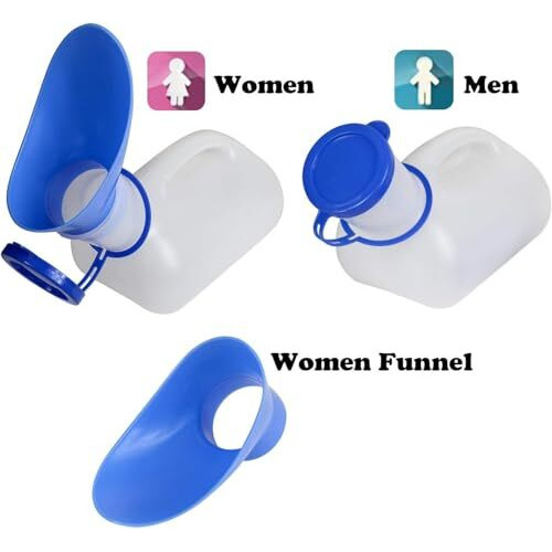 Curepack Unisex Potty Urinal For Car, Toilet Urinal For Men And Women, Pee Bottle With Lid And Funnel, Portable Urinal For Car, Elderly, Child, Diabetic, Camping, Outdoor Travel, Funnel Included