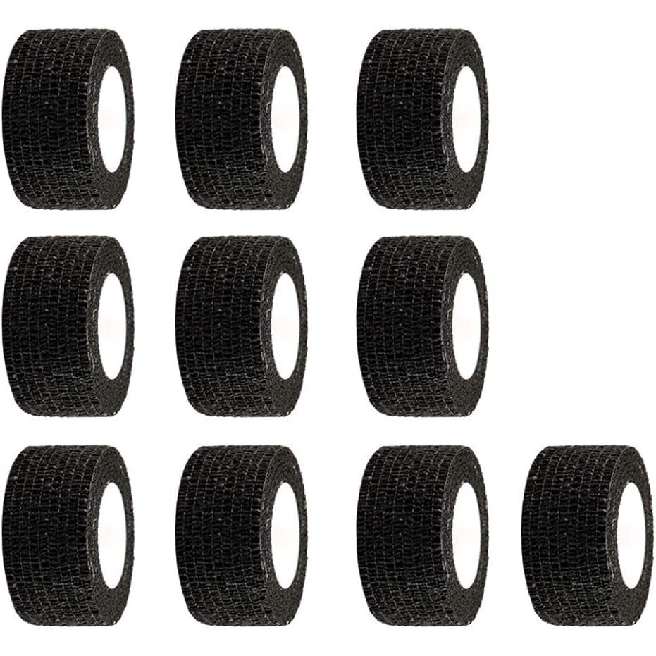 A-Tape Cohesive Crepe Bandage, Elastic Self Adhesive Tape For Sports Injury, Strain, Knee & Wrist, Ankle Sprains & Swelling (2.5 Cm X 4.5 Mtr- Pack Of 10) Black